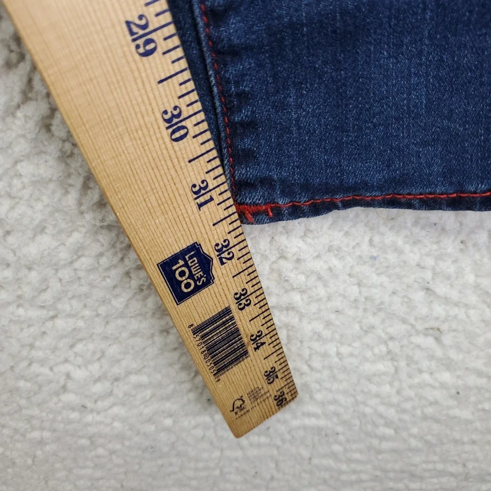 True Religion Ultra Skinny Blue Indigo Jeans Red Contrast Stitch W38 L32 NEW